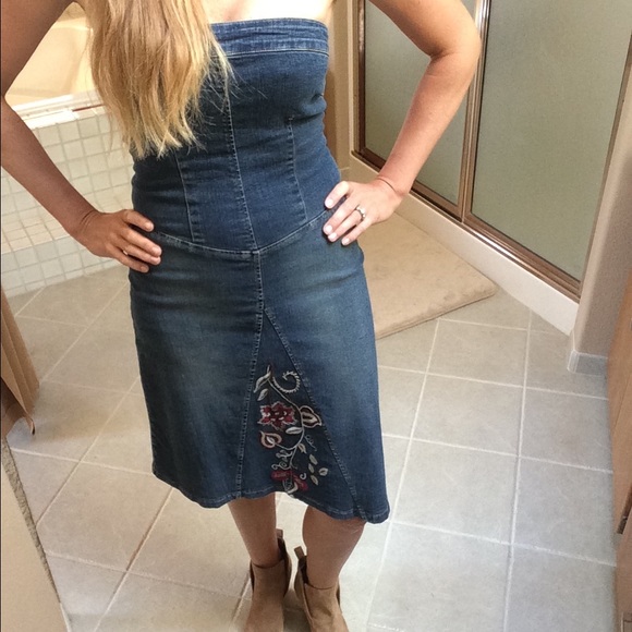 Strapless denim dress