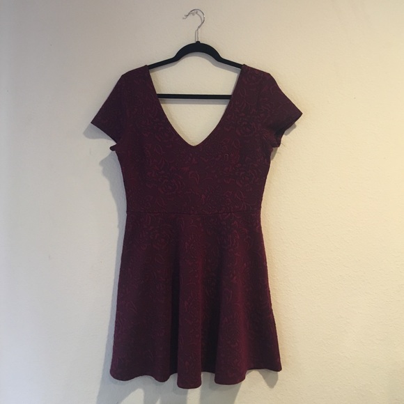 Maroon Lace Skater Dress