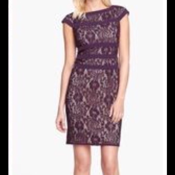 Adrianna Papell lace over lay sheath dress