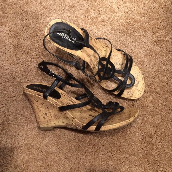Black strappy wedges size 10