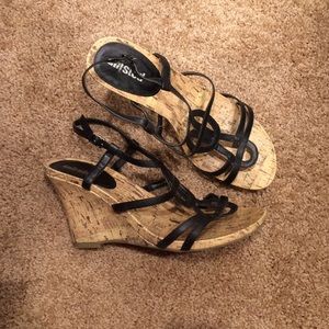 Black strappy wedges size 10