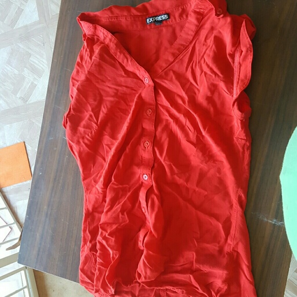 Red button up tank top