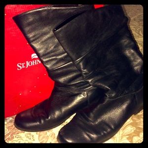 St. John's Bay Black Leather Mid Calf Boots