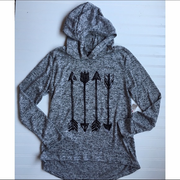 NWT boutique arrow marble gray hoodie! Small - Picture 2 of 3