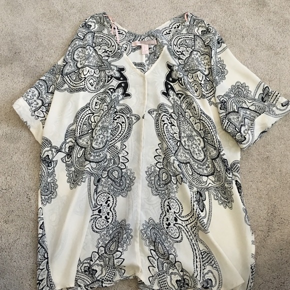 Classic cream and black paisley oversized tunic