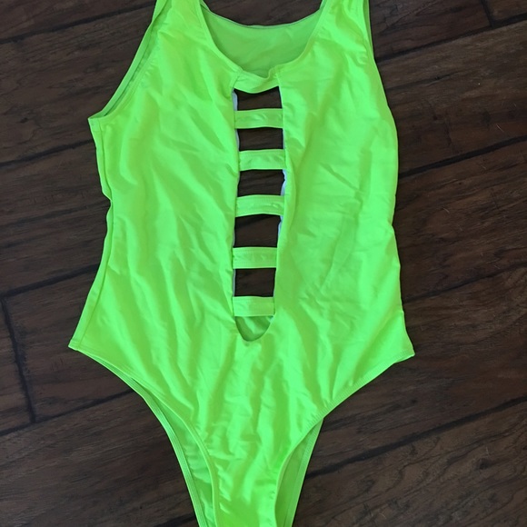 Neon green one piece swimsuit