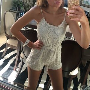white lace tank top romper