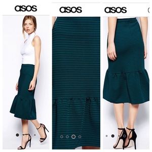 ASOS Pencil Skirt In Rib With Peplum Hem
