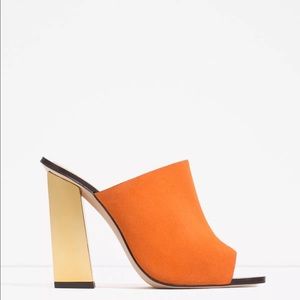 🎉🎉HOST PICK🎉🎉ZARA ORANGE LEATHER MULE SANDAL