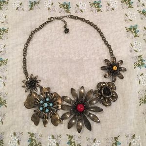 Metal Flower Statement Necklace
