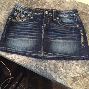 Rock revival denim skirt