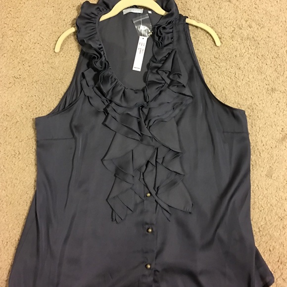 Dark grey blouse with ruffles