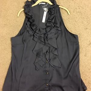 Dark grey blouse with ruffles