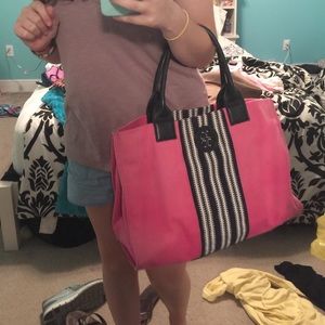 Navy and pink Tory Burch bag