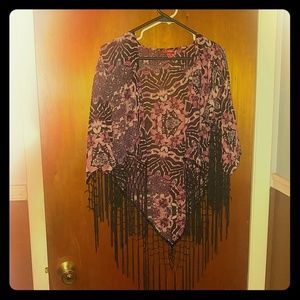 Poncho front open blouse