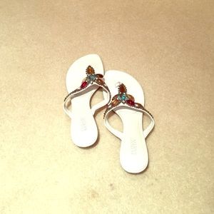 Beaded Franco Sarto white sandals
