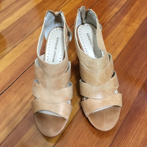 Fine Leather Nude Wedge Heels