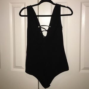 Body suit with lace up back detail