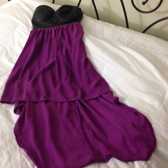 Strapless black and pink dress