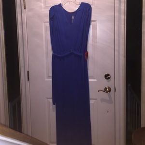 NWT royal blue Barbara Lesserd Maxi Dress size L