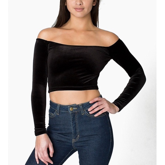 American Apparel Stretch Off Shoulder Velvet Top