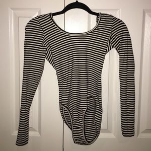 Striped open back body suit NEVER WORN