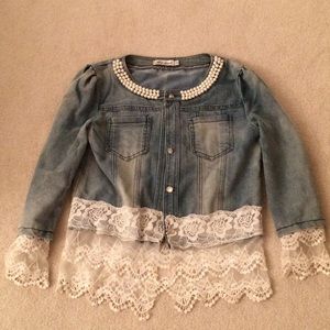 Denim Jacket with Lace