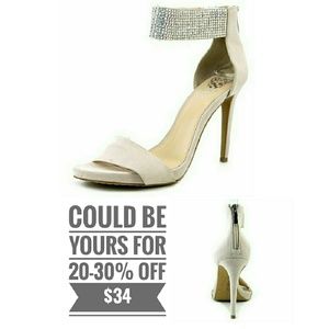NWT. Vince Camuto FYELL beige suede dress heels.