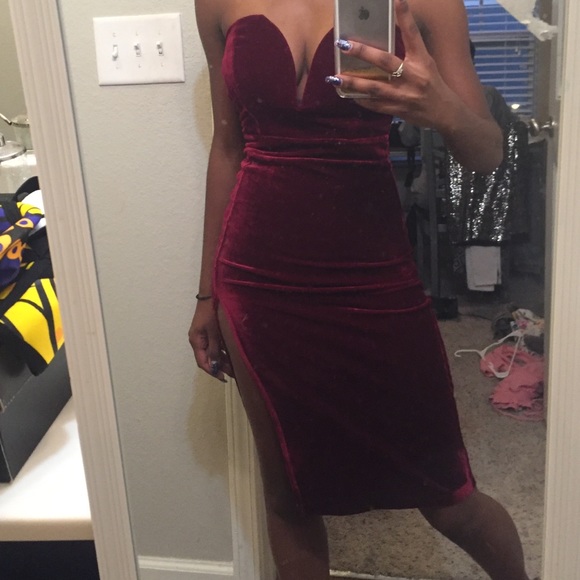 Burgundy Strapless Dress