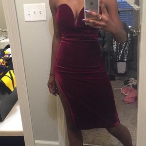 Burgundy Strapless Dress