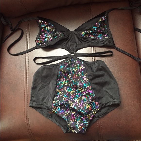 Brazilian Cut out slash rave gogo edm edc bodysuit