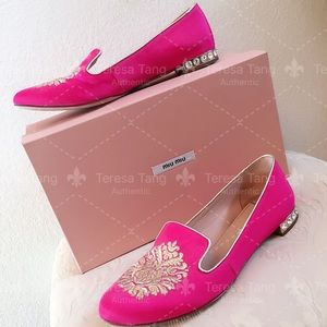 Miu miu crystal heel loafer size 38 1/2