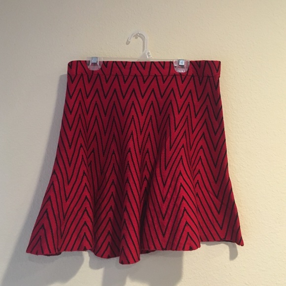 Red Patterned Skirt