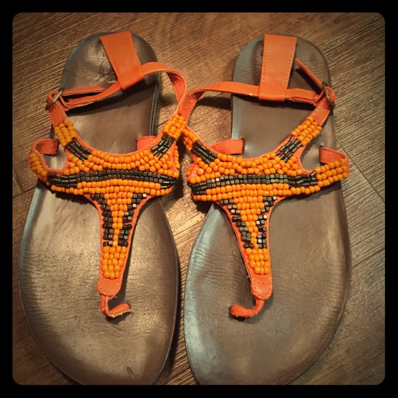 Orange beaded flats!
