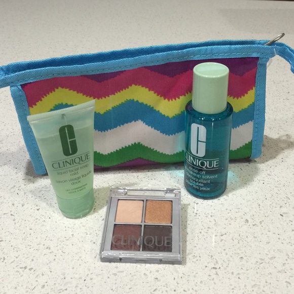 Clinique facial soap, make up remover, eye shadow