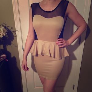 Peplum Mesh Open Back Dress