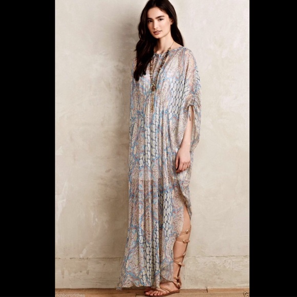 Anthropologie muted turquoise white gold purple S - Picture 3 of 4