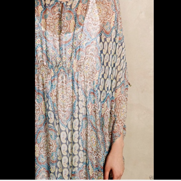 Anthropologie muted turquoise white gold purple S - Picture 4 of 4