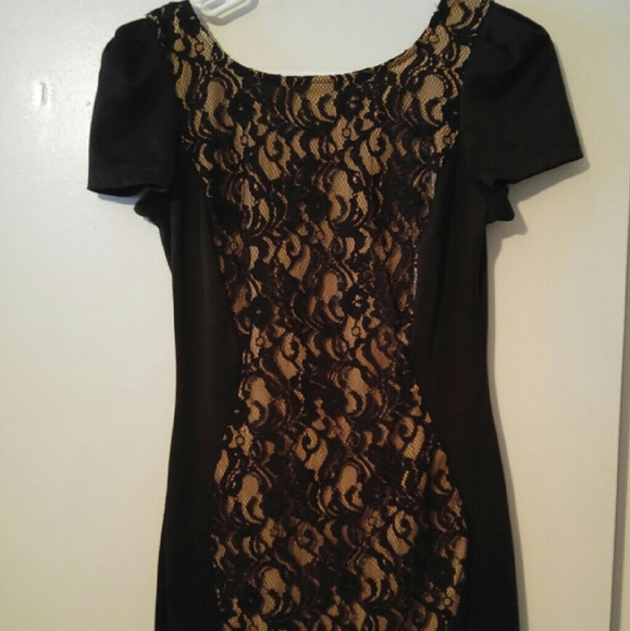 Sexy illusion lace bodycon black dress