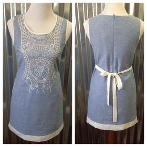 Chambray and white detailed dress