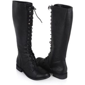 Knee high lace up combat boots