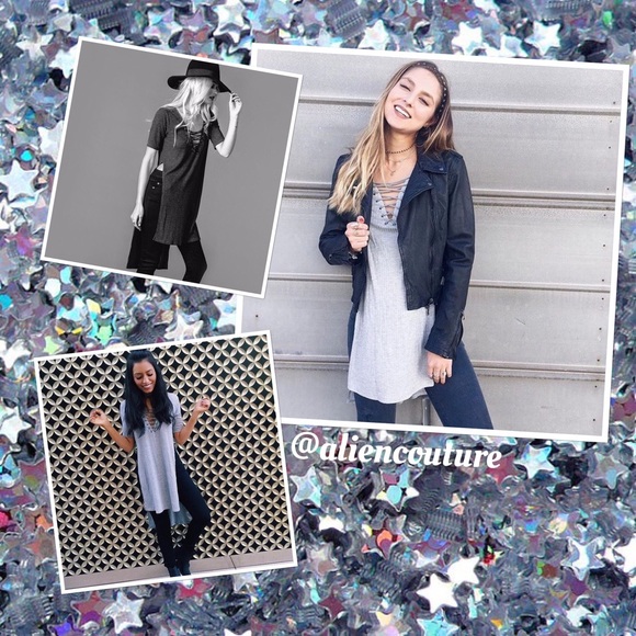 NWOT LF Stores Lace Up Long Ribbed Tee - Picture 4 of 4