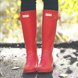 Matte Red Hunter Rain boots