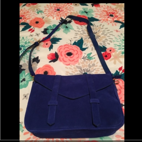 NWOT Blue Suede Messenger Bag