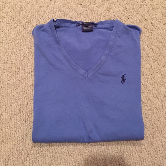 Blue polo v-neck tee