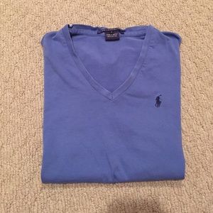 Blue polo v-neck tee