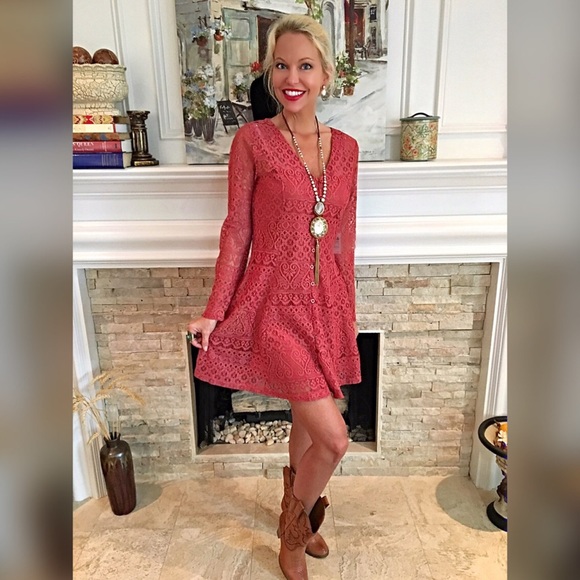 Stunning rust boho lace dress! ONE LEFT!! - Picture 2 of 3