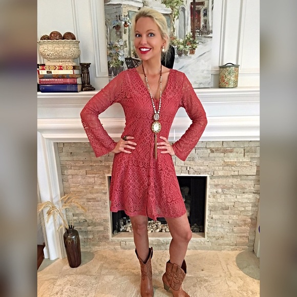 Stunning rust boho lace dress! ONE LEFT!! - Picture 3 of 3