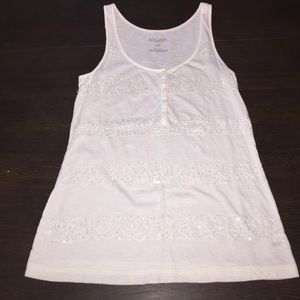 Old Navy White Sequin Striped top