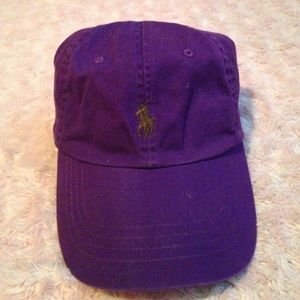 Purple Polo hat with brown pony